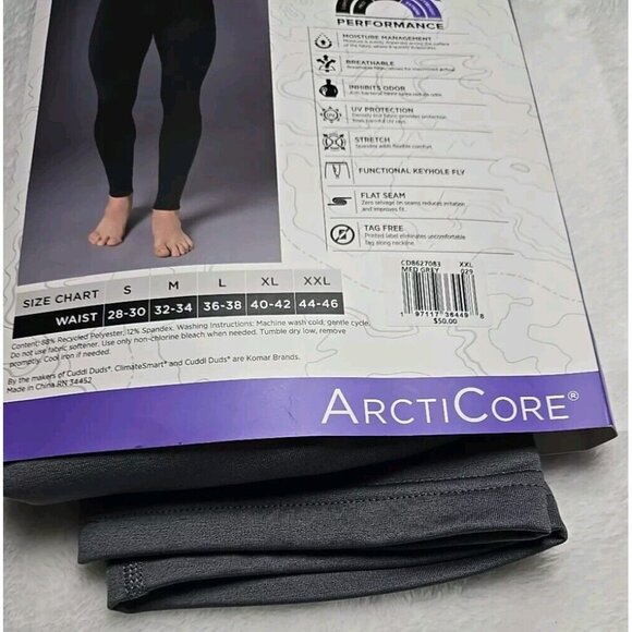 Mens Cuddl Duds Heavyweight ArctiCore Performance Base Layer Pant Grey Size XXL - Picture 7 of 13